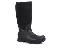 Pavers Men's Wide Fit Wellingtons in Black - Easy Pull-On Design with Stretchy Shaft - Water-Resistant - Deep Cleated Grip Sole - Size UK 11 / EU 45