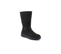 Pavers Mid Calf Wedged Slouch Boots In Black Black 4