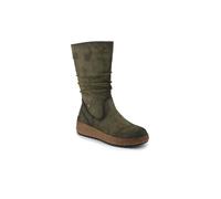 Pavers Mid Calf Wedged Slouch Boots In Olive Olive 5