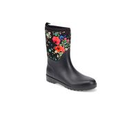 Pavers Neoprene Wellington Boots with Stylish Floral Design - Comfortable Waterproof Ladies Casual Footwear - Black Floral Size 3