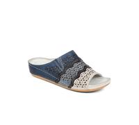 Open-Toe Leather Mule Sandals - Blue Multi Size 7
