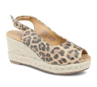 Pavers Peep Toe Wedged Slingback Espadrilles - Leopard Size 5