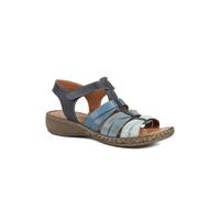 Pavers Premium Leather Adjustable Fasten Sandals - Navy Multi Size 6