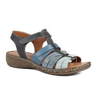 Pavers Premium Leather Adjustable Fasten Sandals - Navy Multi Size 5