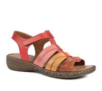 Pavers Premium Leather Adjustable Fasten Sandals - Red Multi Size 6