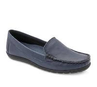 Pavers Premium Leather Moccasins - Navy Size 9