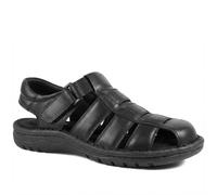 Pavers Premium Leather Touch Fastening Sandals - Black Size 8