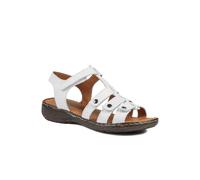 Pavers Premium Leather Touch Fastening Sandals - White Size 5