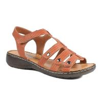 Pavers Premium Leather Touch Fastening Sandals - Tan Size 6