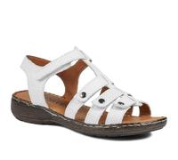 Pavers Premium Leather Touch Fastening Sandals - White Size 6