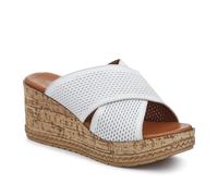 Pavers Premium Leather Wedge Heels - White Size 7