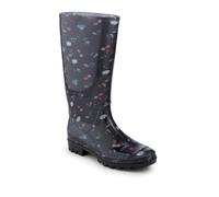 Pavers Rubber Waterproof Wellies - Black Floral Size 6