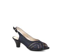 Pavers Womens Slingback Heels in Navy - Embellished Diamante Detail - Wider Fit D/E - Easy Buckle Fastening - Ideal for Formal - Size UK 6 / EU 39