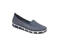 Pavers Slip-On Leather Pumps - Navy Size 5