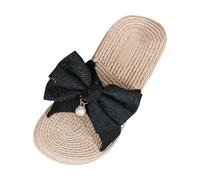 Pavers Slippers Women Ladies Solid Colour Bow Beach Outer Wear Flat Bottom Large Size Sandals Slippers
