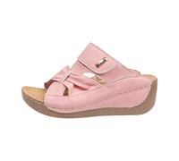 Pavers Slippers Women Women's Chunky-Heeled Platform Sandals with Arch Support,Large Buckle Casual Toe-Exposing Flip-Flops