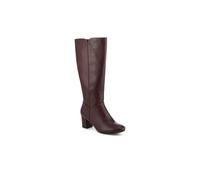 Pavers Smart Block Heel Long Boots With Inside Zip In Burgundy Burgundy 7