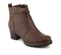 Pavers Smart Block Heel Zip Fasten Ankle Boots - Brown Size 4