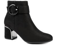 Pavers Smart Block-Heeled Long Boots - Black Faux Suede Size 6