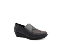 Pavers Smart Leather Wedged Slip On Shoes In Navy Navy