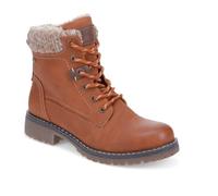 Pavers Soft-Cuffed Lace-Up Ankle Boots - Cognac Size 5