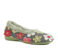 Pavers Soft Floral Full Slippers - Grey Multi Size 4