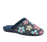 Pavers Soft Floral Mule Slippers - Navy Multi Size 7