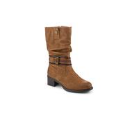 Pavers Stacked Heel Slouch Design Biker Boots - Tan Size 7