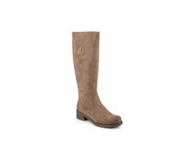 Pavers Stacked Heel Zip Up Long Boots In Beige Beige 5