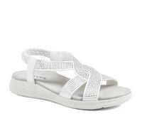 Pavers Stretch Fit Embellished Daily Sandals - White Size 7