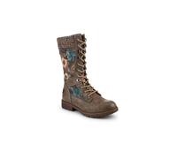 Pavers Womens Tall Lace Up Boots With Knitted Ankle Cuff Grey Floral Size 5