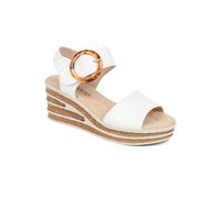 Pavers Women's Touch Fasten Sandals in White with Wedge Heel - Casual Open Toe Faux Leather Shoes - Ladies Summer Footwear - Size UK 6 / EU 39