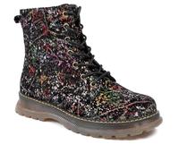 Pavers Vibrant Lace Up Ankle Boots With Inside Zip - Black Multi Size 4