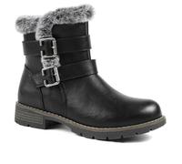 Pavers Warm Faux Fur Lined Ankle Boots - Black Size 6