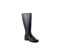 Pavers Warm Faux Leather Block Heel Long Boots In Black Black 3