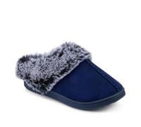Pavers Warm Lined Cushioning Luxury Fur Slippers - Navy Size 5