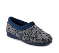 Pavers Warm-Lined Full Slippers - Navy Size 9