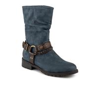 Pavers Warm Lined Strapped Upper Calf Length Boots - Denim Size 6