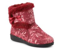 Pavers Warm-Lined Touch-Fasten Slippers - Burgundy Size 6