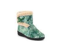 Pavers Warm-Lined Touch-Fasten Slippers - Green Size 8