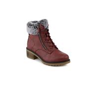 Pavers Warm Lined Zip Up Casual Boots In Burgundy Burgundy 6