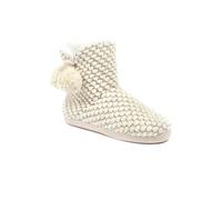 Pavers Warm Soft PomPom Slipper Boots - Cream-Gold Size 6