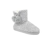 Pavers Warm Soft PomPom Slipper Boots - Grey-Silver Size 8