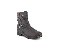 Pavers Women's Casual Biker Boots in Grey with Faux Fur Trim - Ladies Stylish Shoes with Buckle Detail - Faux Leather Footwear - Size UK 6 / EU 39