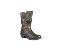Pavers Women's Waterproof Zip & Buckle Heeled Calf Boots in Khaki | Size: 6 Pavers Khaki 6