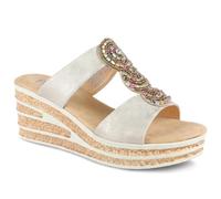 Pavers Wedge Heel Jewelled Sandals - Soft Gold Size 6