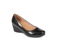 Pavers Women's Wedge Heel Slip-On Pumps in Jet Black | Size: 7 Pavers Jet Black 7