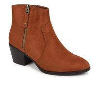 Pavers Western-Heeled Ankle Boots - Tan Size 7