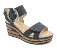 Pavers Wide Fit Adjustable Fasten Wedged Sandals - Navy Size 6