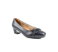 Wide Fit Block Heel Court Shoes - Navy Size 7